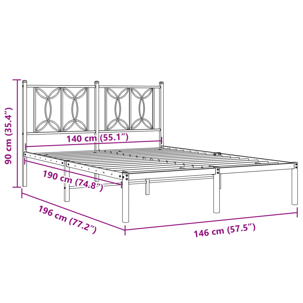Giroletto con Testiera Metallo Bianco 140x190 cm | homemem39