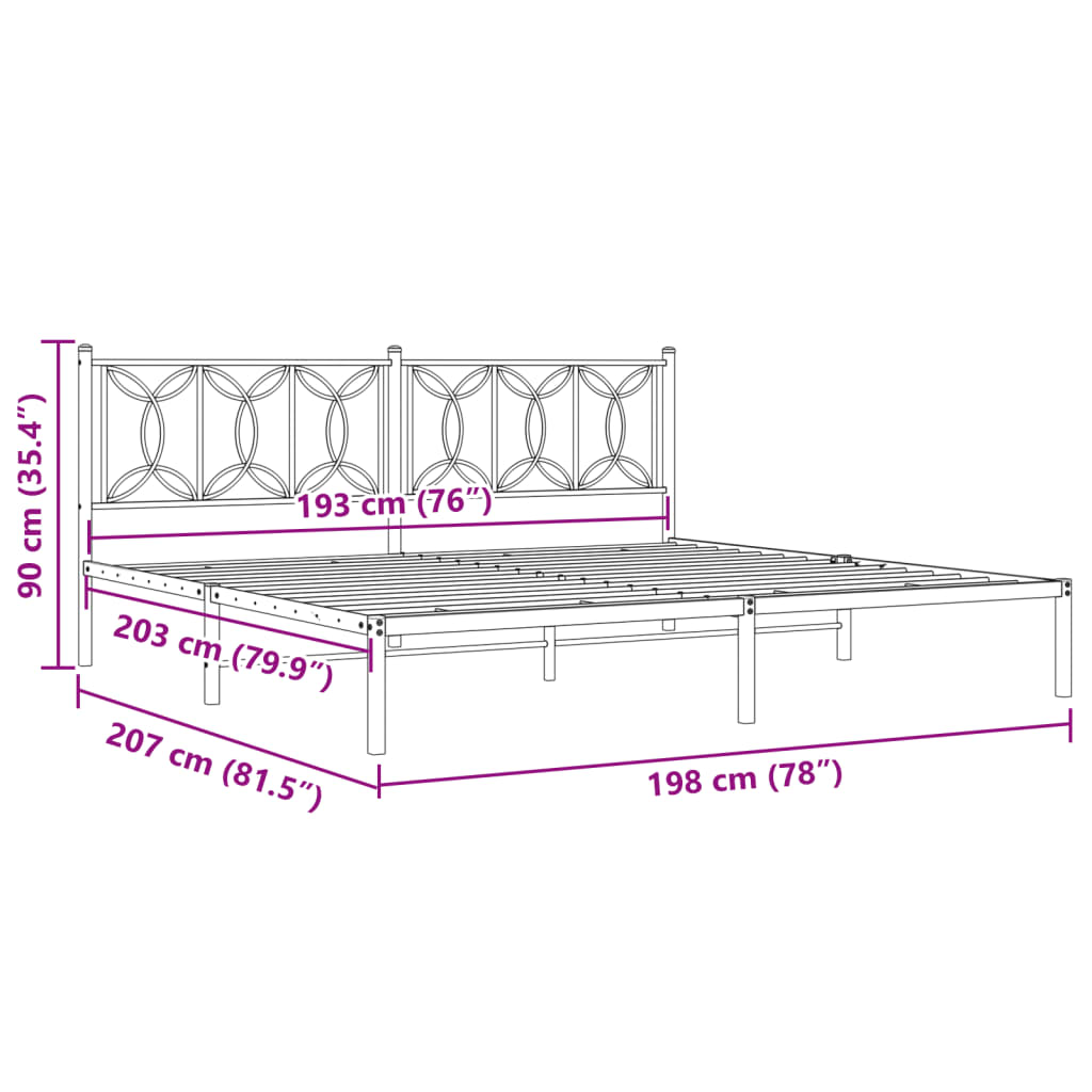 Giroletto con Testiera Metallo Bianco 193x203 cm | homemem39