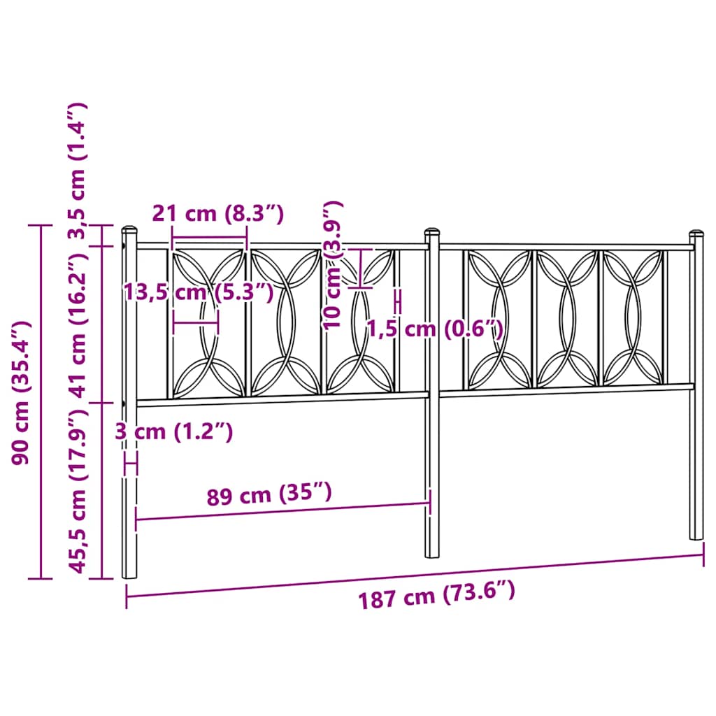 Testiera di Ricambio in Metallo Bianco 180 cm | homemem39