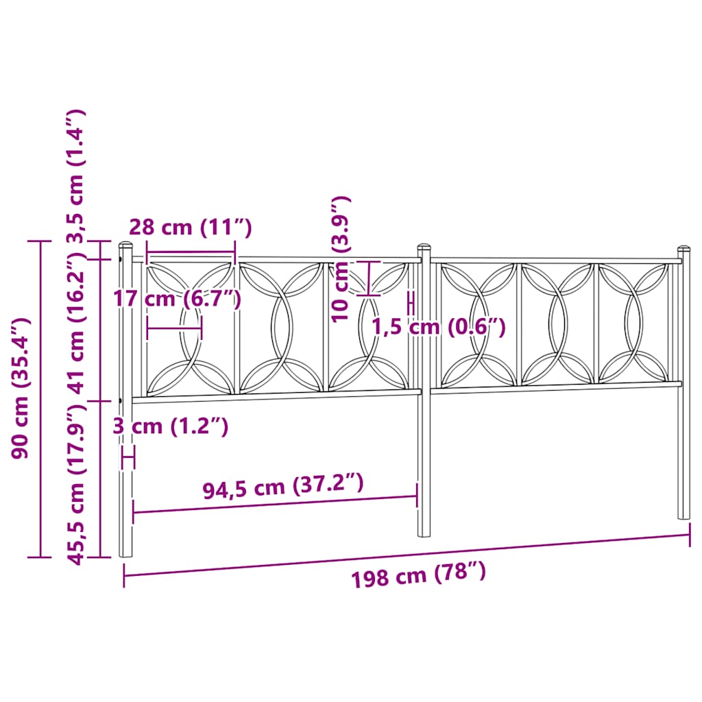 Testiera di Ricambio in Metallo Bianco 193 cm | homemem39