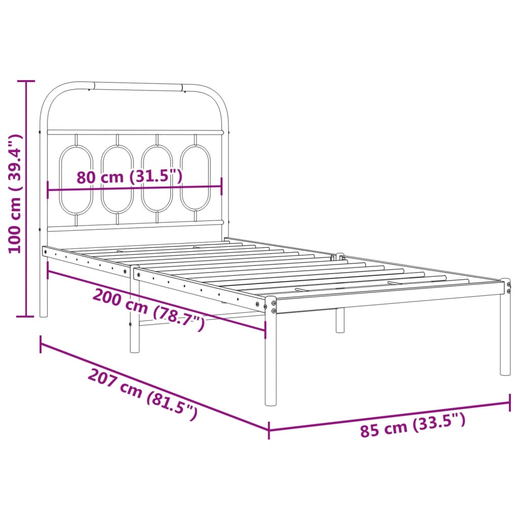 Giroletto con Testiera Metallo Bianco 80x200 cm | homemem39