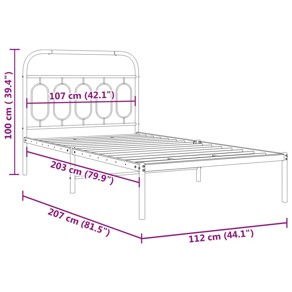 Giroletto con Testiera Metallo Bianco 107x203 cm | homemem39