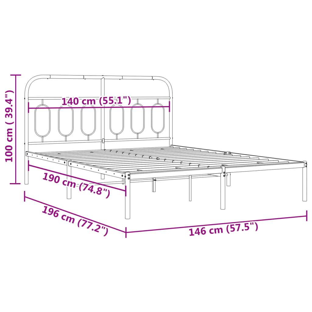 Giroletto con Testiera Metallo Bianco 140x190 cm | homemem39