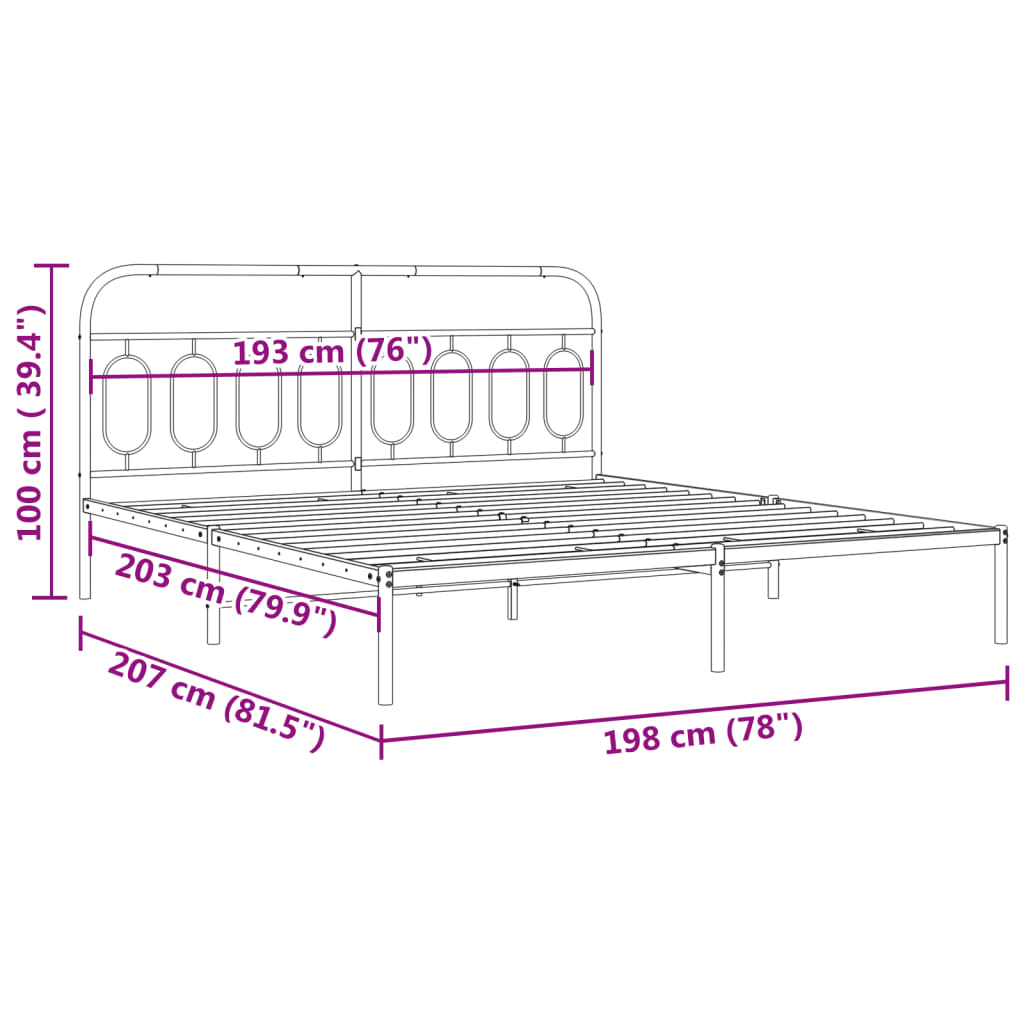 Giroletto con Testiera Metallo Bianco 193x203 cm | homemem39