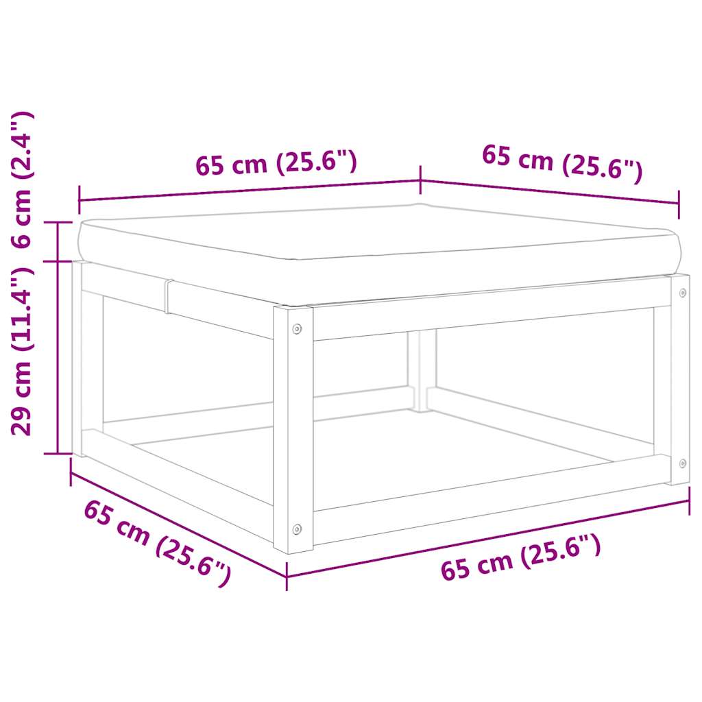 Poggiapiedi Giardino con Cuscino 65x65x29 Legno Massello Acacia | homemem39