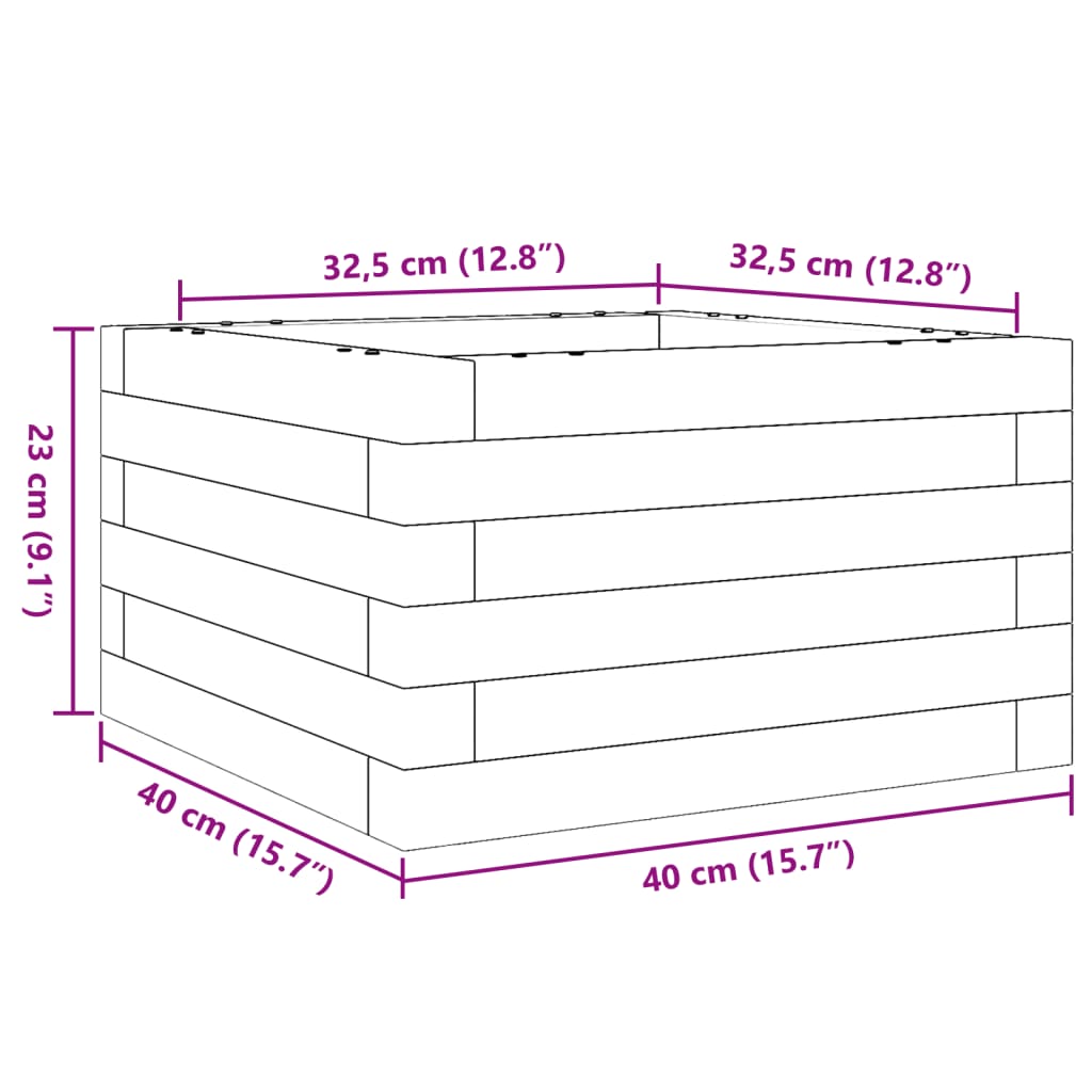 Fioriera Giardino Marrone Cera 40x40x23 cm Legno Massello Pino | homemem39