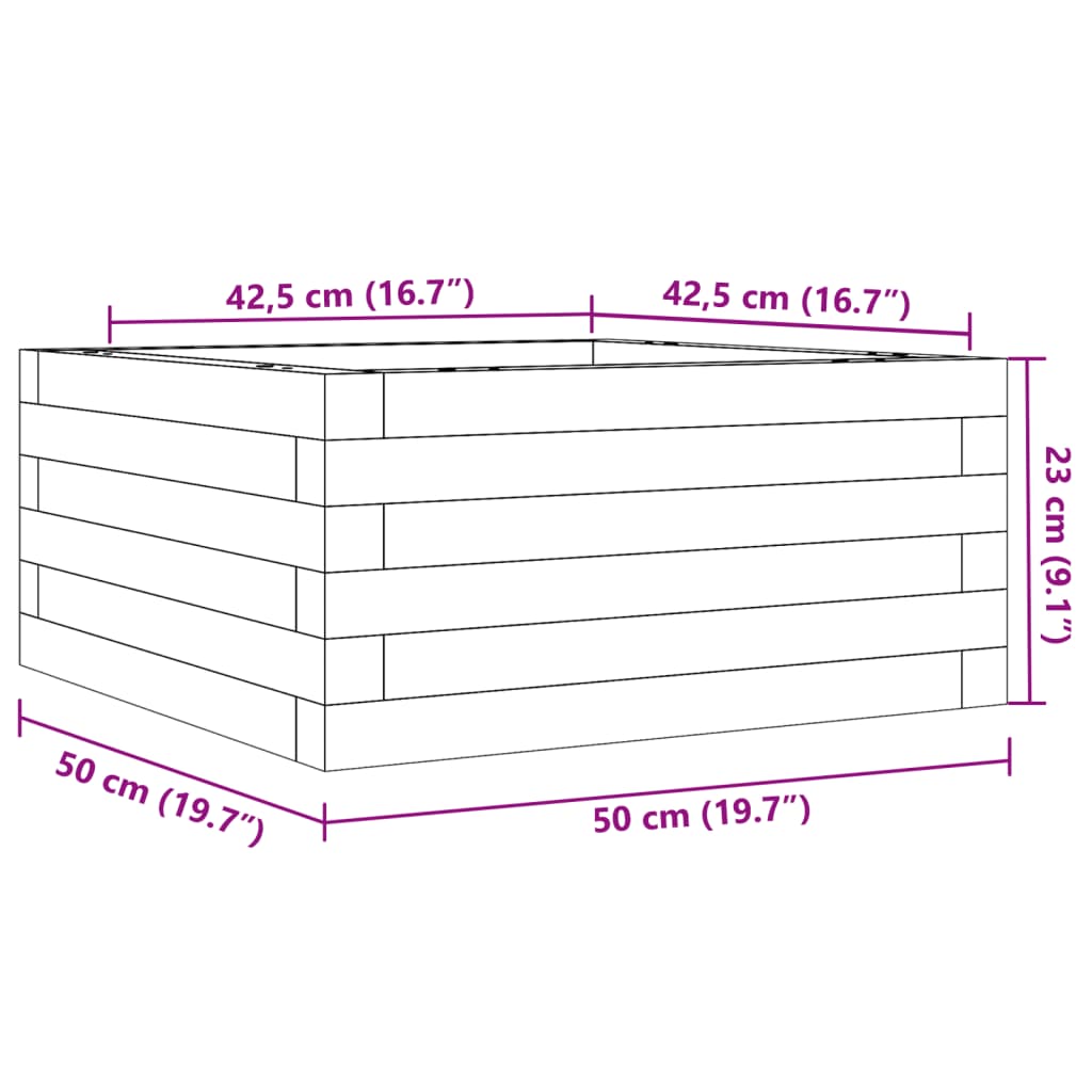 Fioriera da Giardino 50x50x23 cm in Legno Massello di Pino | homemem39