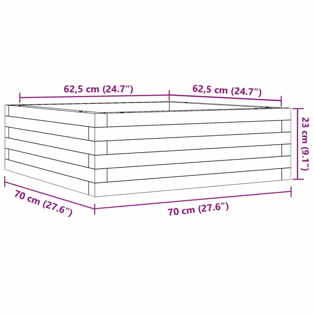Fioriera da Giardino 70x70x23 cm in Legno Massello di Pino | homemem39