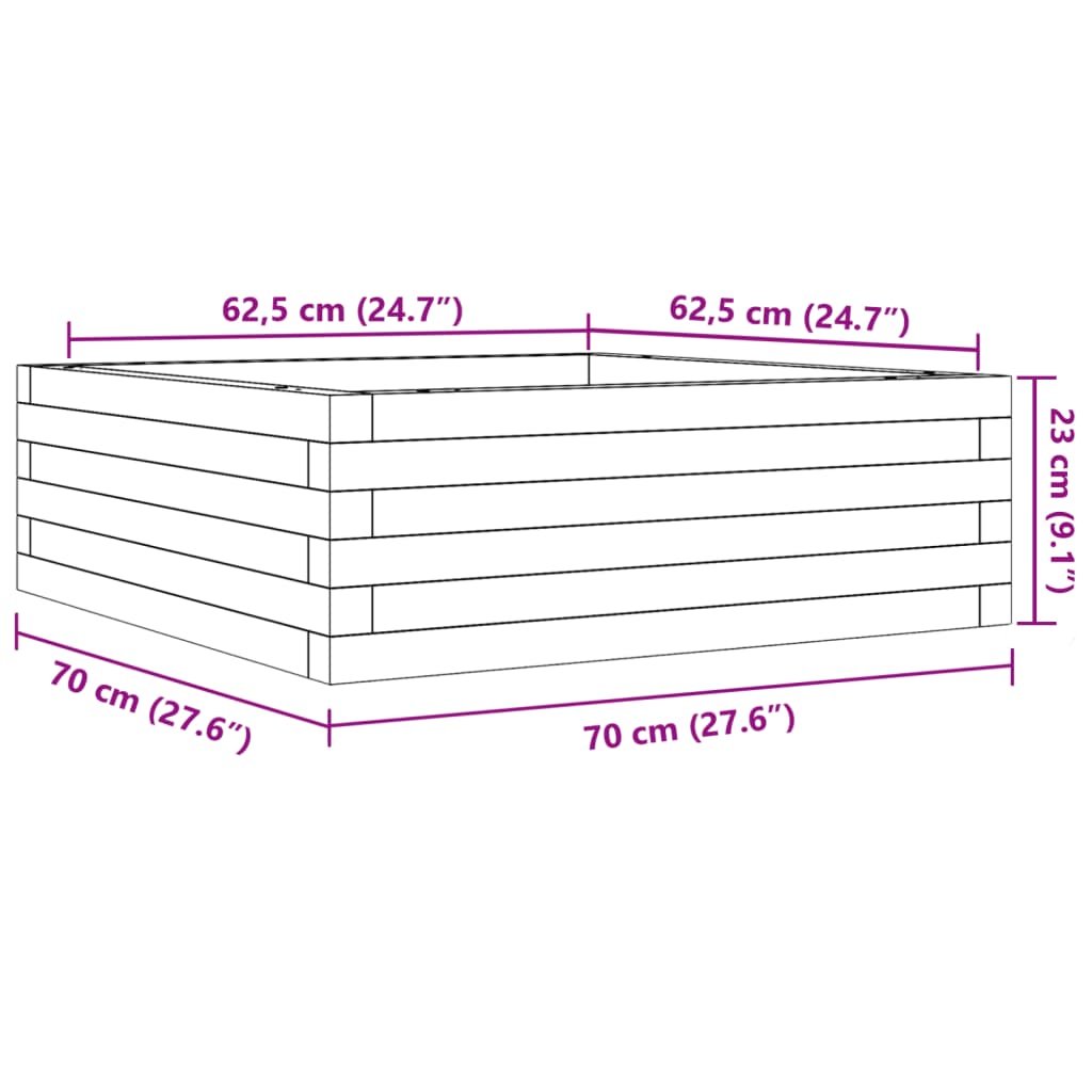 Fioriera da Giardino Bianca 70x70x23 cm Legno Massello di Pino