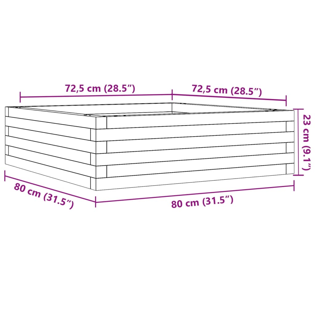 Fioriera da Giardino Bianca 80x80x23 cm Legno Massello di Pino | homemem39