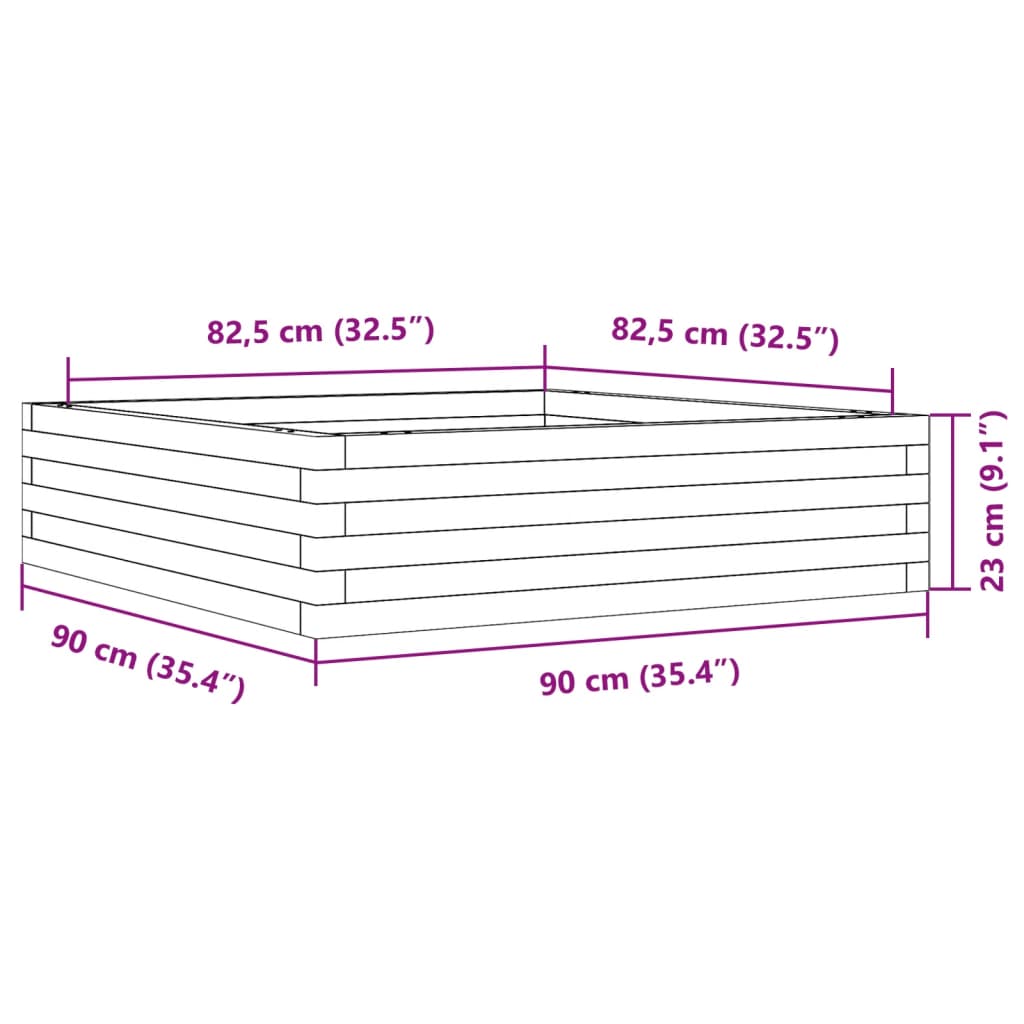 Fioriera da Giardino Bianca 90x90x23 cm Legno Massello di Pino | homemem39