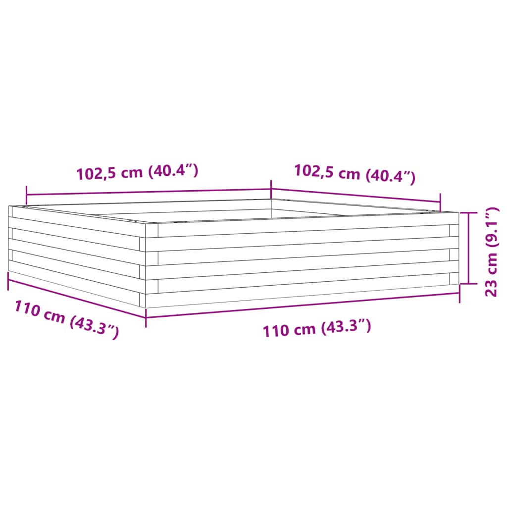 Fioriera da Giardino 110x110x23 cm Legno Massello di Douglas | homemem39