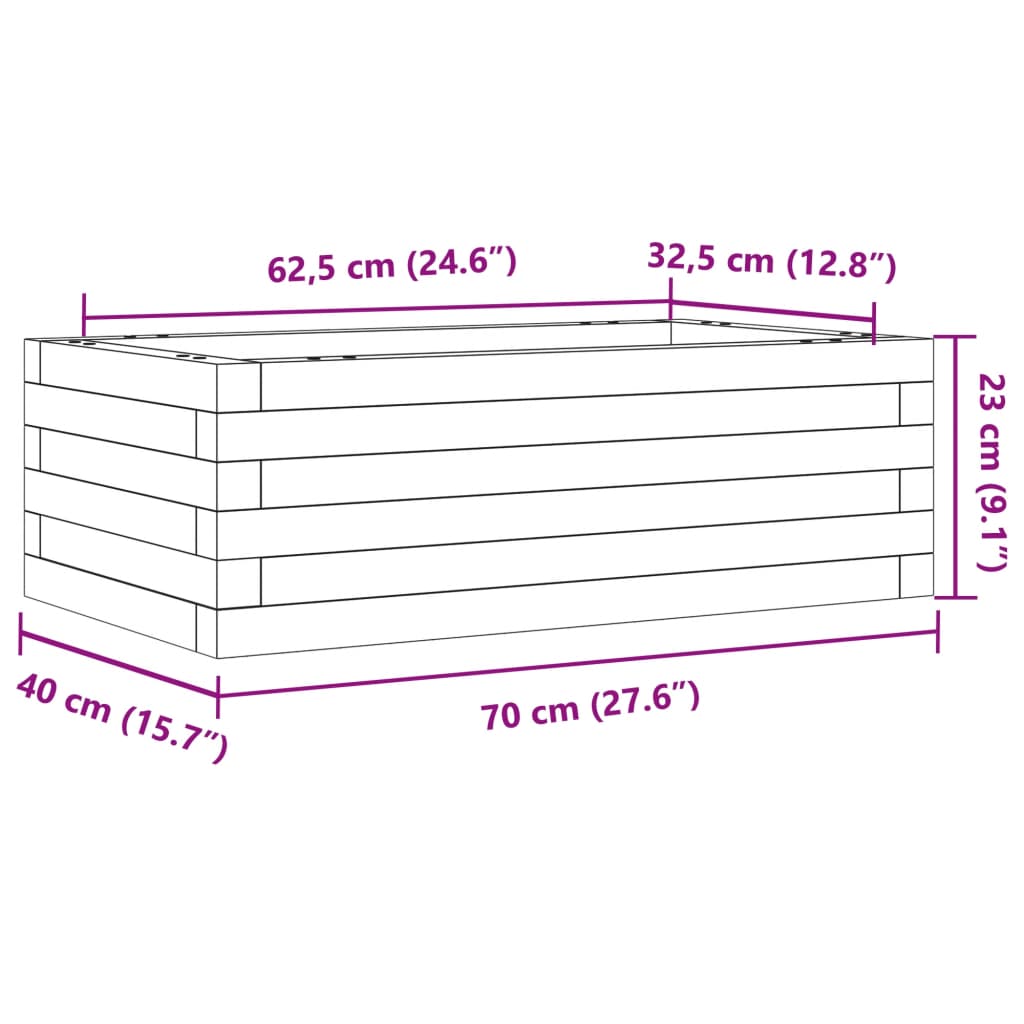 Fioriera da Giardino Bianca 70x40x23 cm Legno Massello di Pino | homemem39