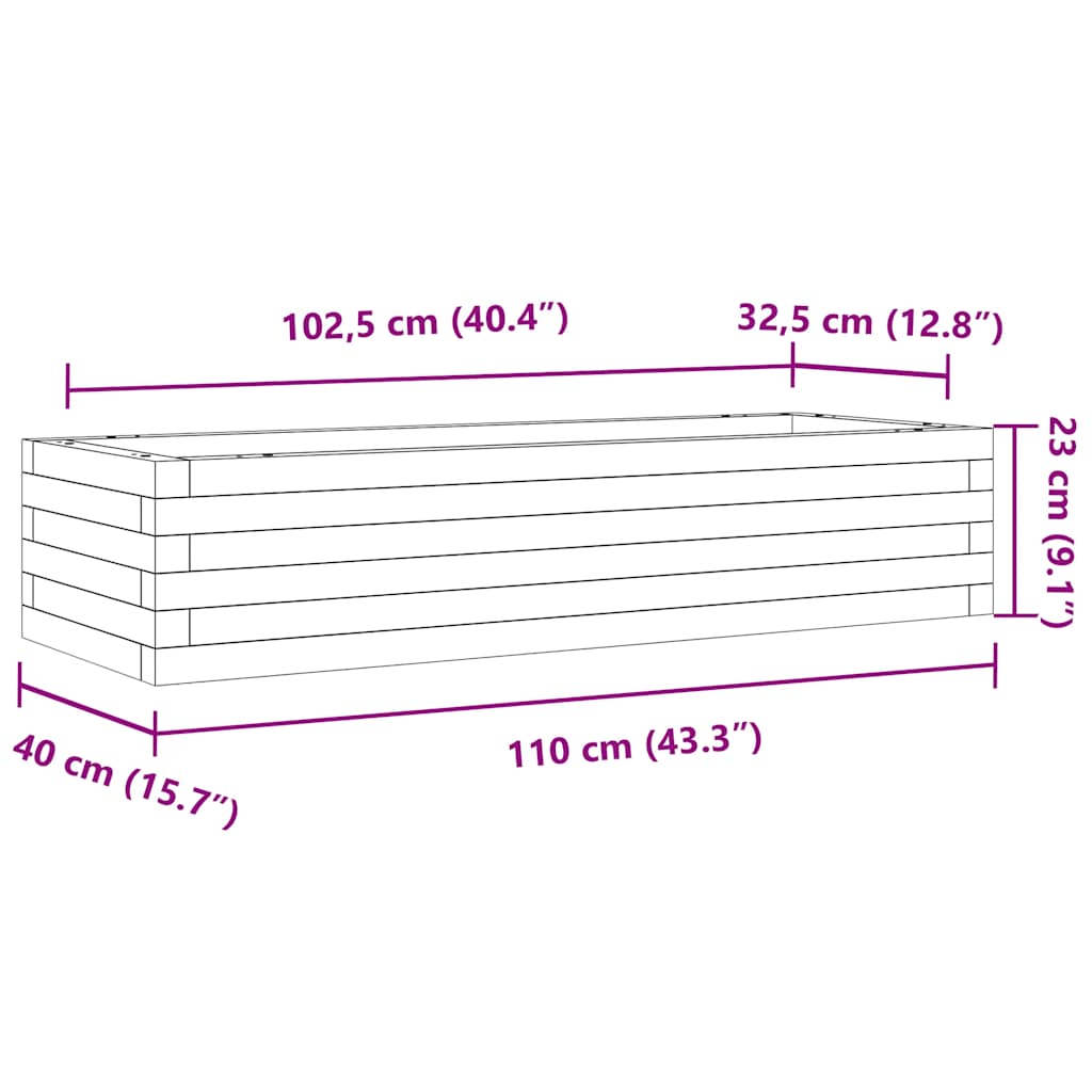 Fioriera Giardino Marrone Cera 110x40x23 cm Legno Massello Pino | homemem39
