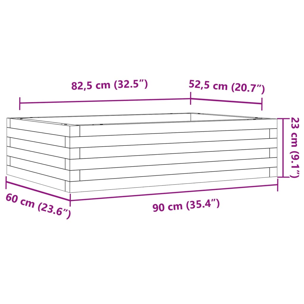 Fioriera Giardino Marrone Cera 90x60x23 cm Legno Massello Pino | homemem39
