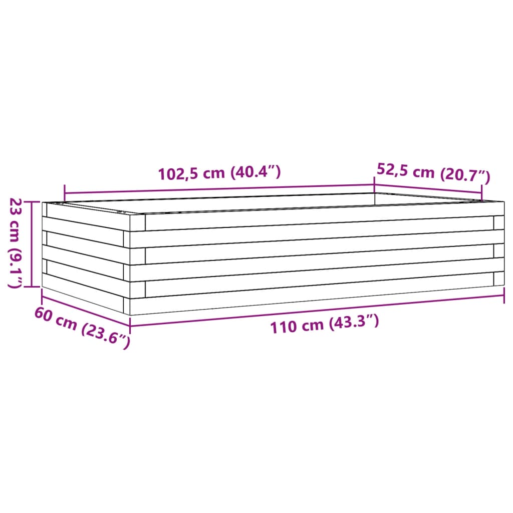 Fioriera da Giardino Bianca 110x60x23 cm Legno Massello Pino | homemem39