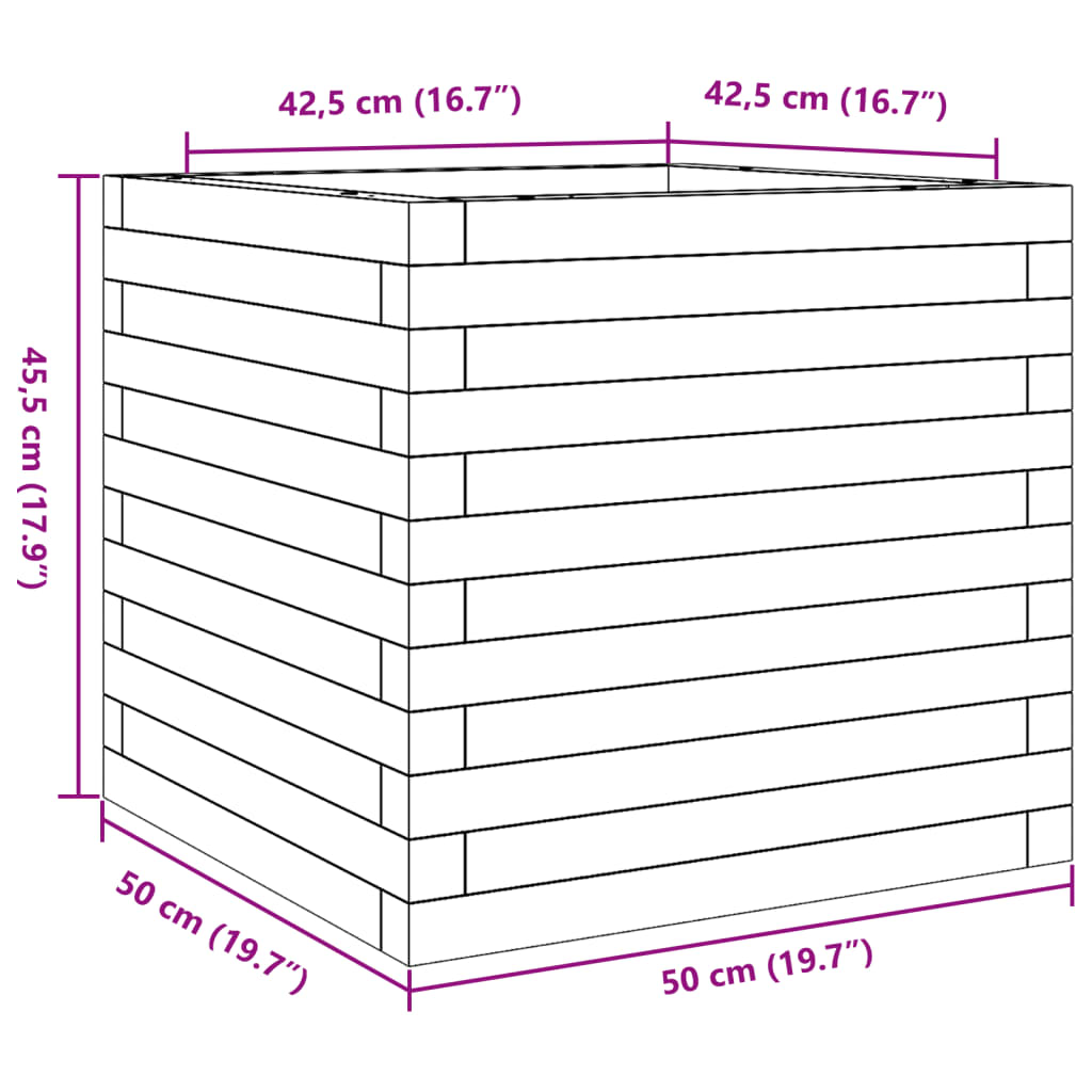 Fioriera da Giardino 50x50x45,5 cm in Legno Massello di Pino | homemem39