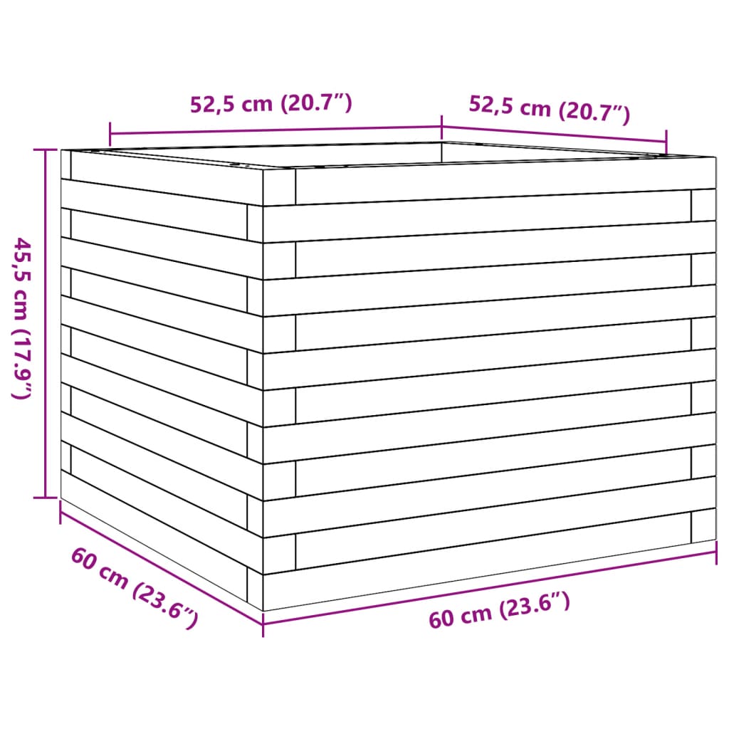 Fioriera da Giardino Bianca 60x60x45,5cm Legno Massello di Pino | homemem39