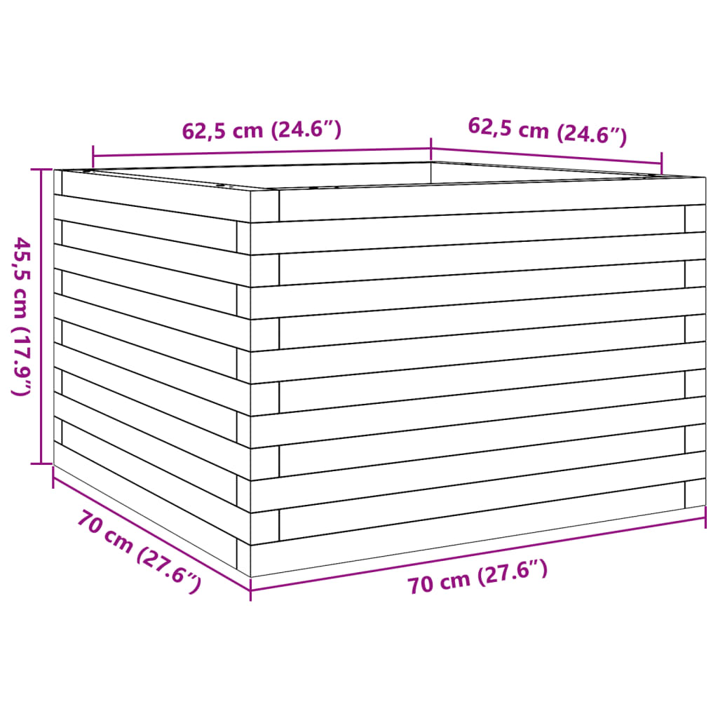 Fioriera Giardino Marrone Cera 70x70x45,5cm Legno Massello Pino | homemem39