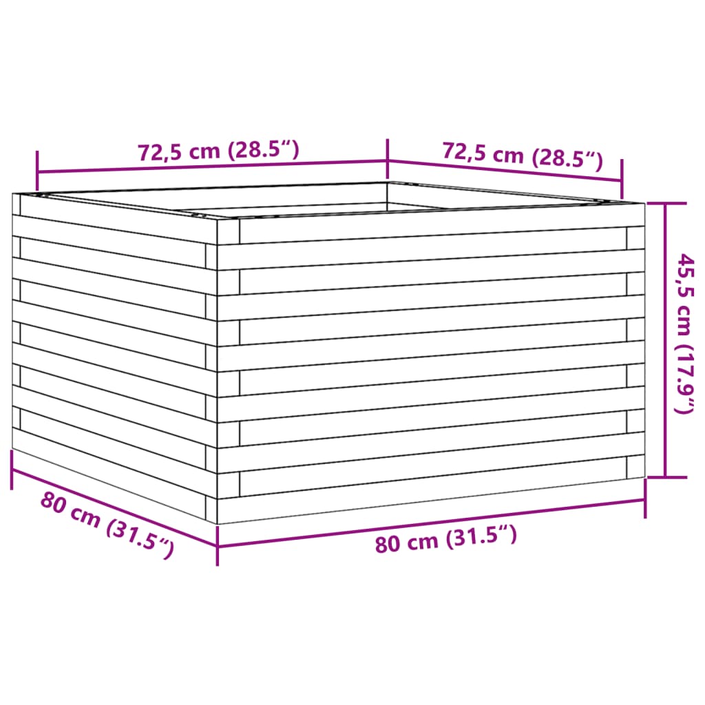 Fioriera Giardino Marrone Cera 80x80x45,5cm Legno Massello Pino | homemem39