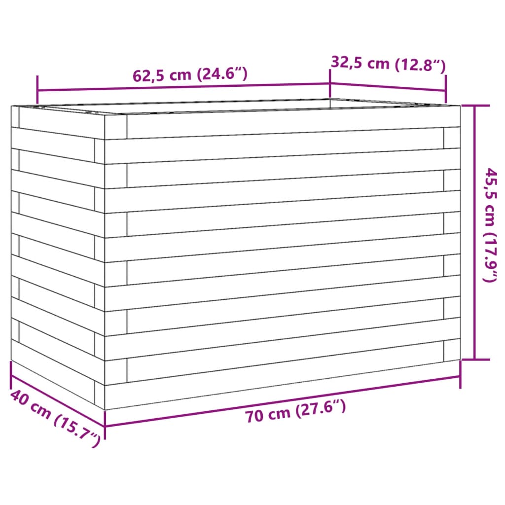 Fioriera Giardino Marrone Cera 70x40x45,5cm Legno Massello Pino | homemem39