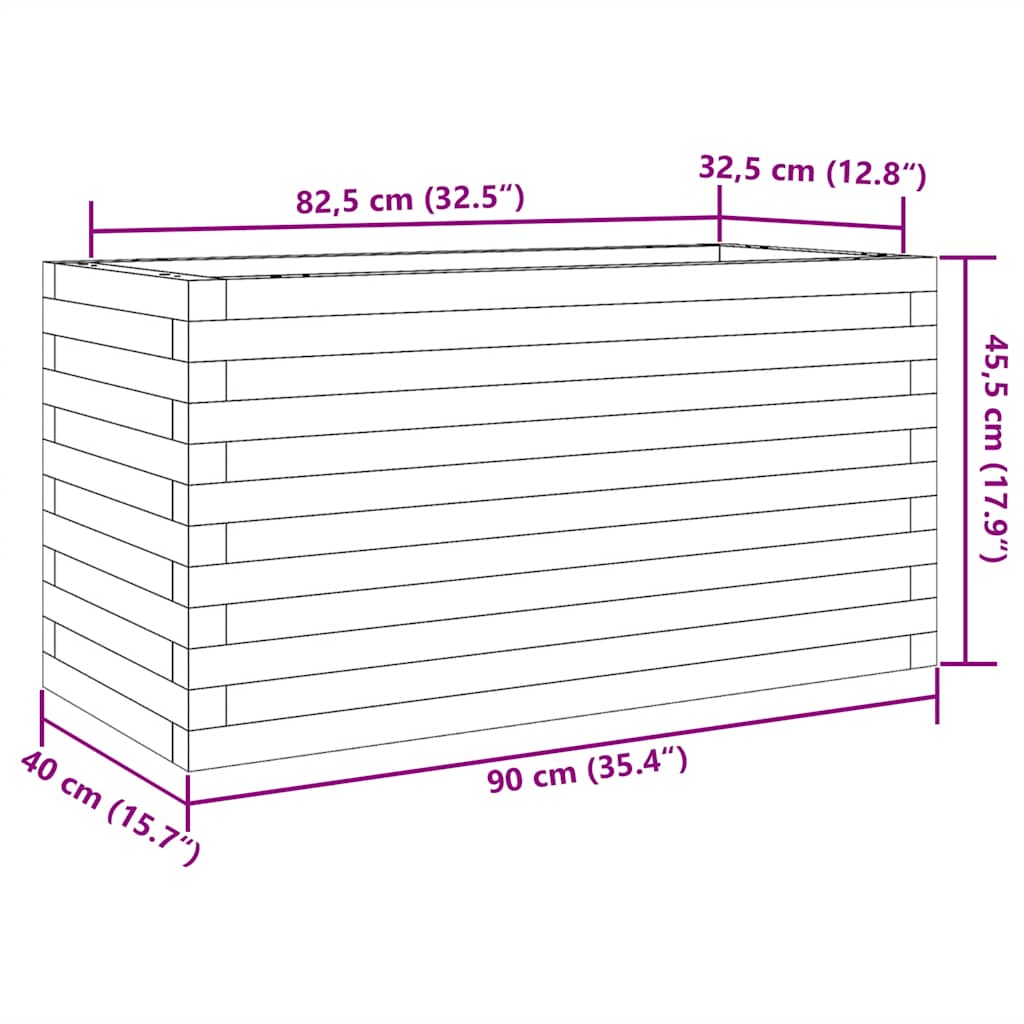 Fioriera da Giardino Bianca 90x40x45,5cm Legno Massello di Pino