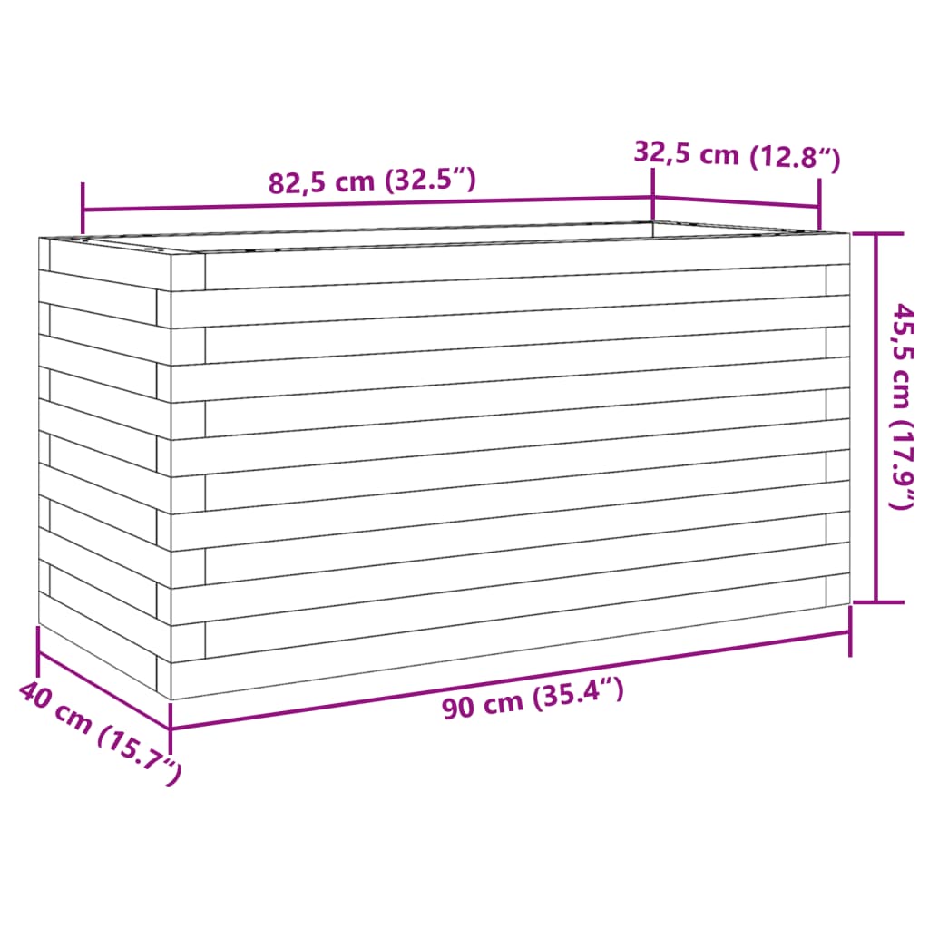 Fioriera da Giardino 90x40x45,5 cm in Legno di Pino Impregnato | homemem39