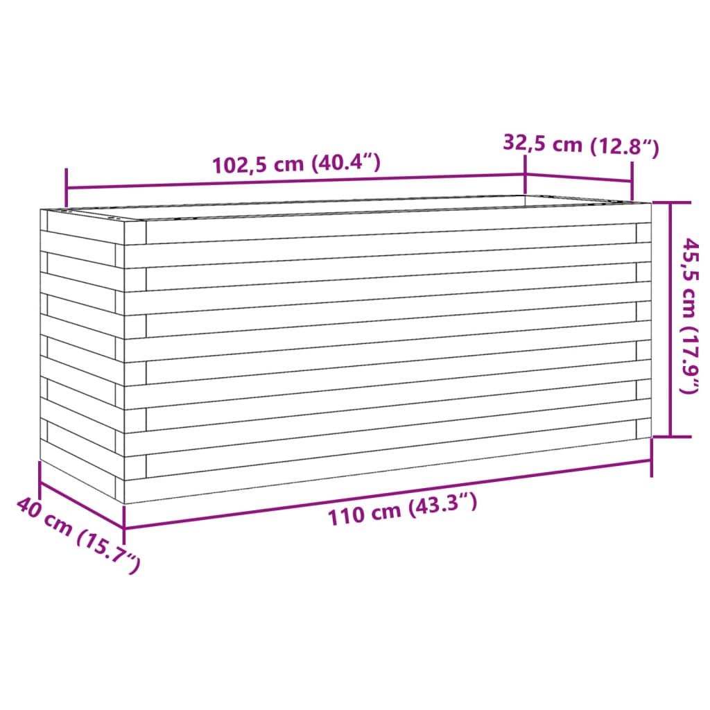 Fioriera da Giardino 110x40x45,5 cm in Legno Massello di Pino | homemem39