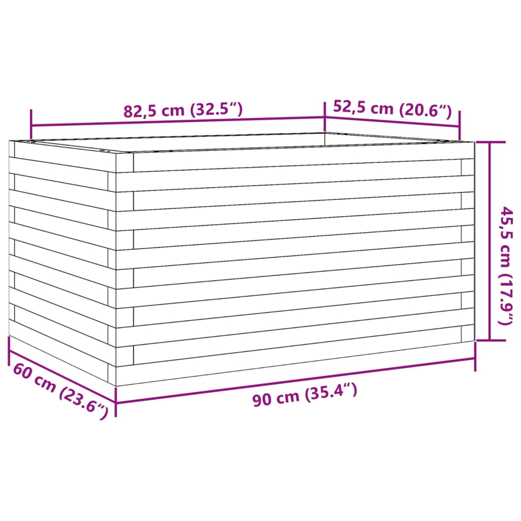 Fioriera da Giardino Bianca 90x60x45,5cm Legno Massello di Pino | homemem39