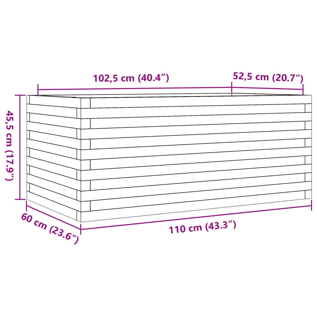 Fioriera da Giardino Bianca 110x60x45,5 cm Legno Massello Pino | homemem39