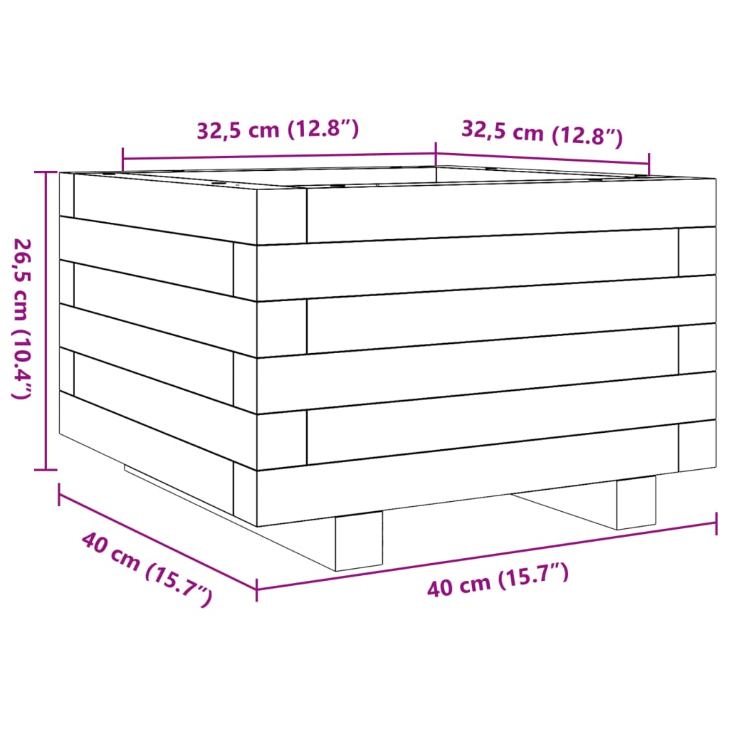 Fioriera da Giardino Bianca 40x40x26,5cm Legno Massello di Pino | homemem39