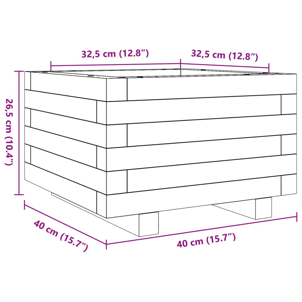 Fioriera Giardino Marrone Cera 40x40x26,5cm Legno Massello Pino | homemem39