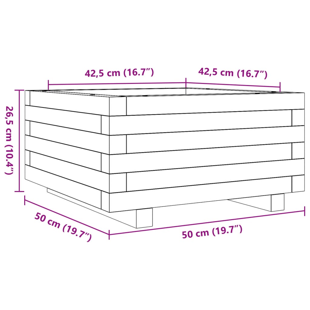 Fioriera da Giardino Bianca 50x50x26,5cm Legno Massello di Pino | homemem39