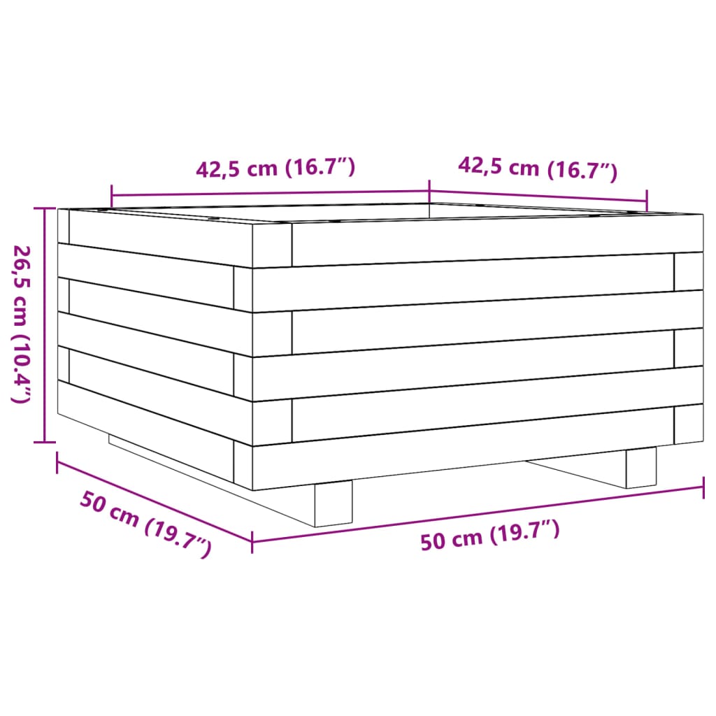 Fioriera Giardino Marrone Cera 50x50x26,5cm Legno Massello Pino | homemem39