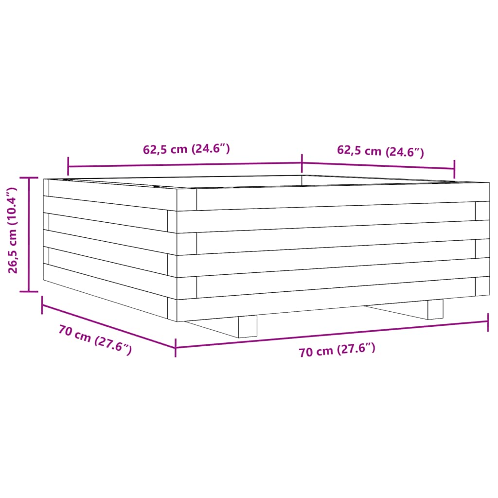 Fioriera da Giardino 70x70x26,5 cm in Legno Massello di Douglas | homemem39