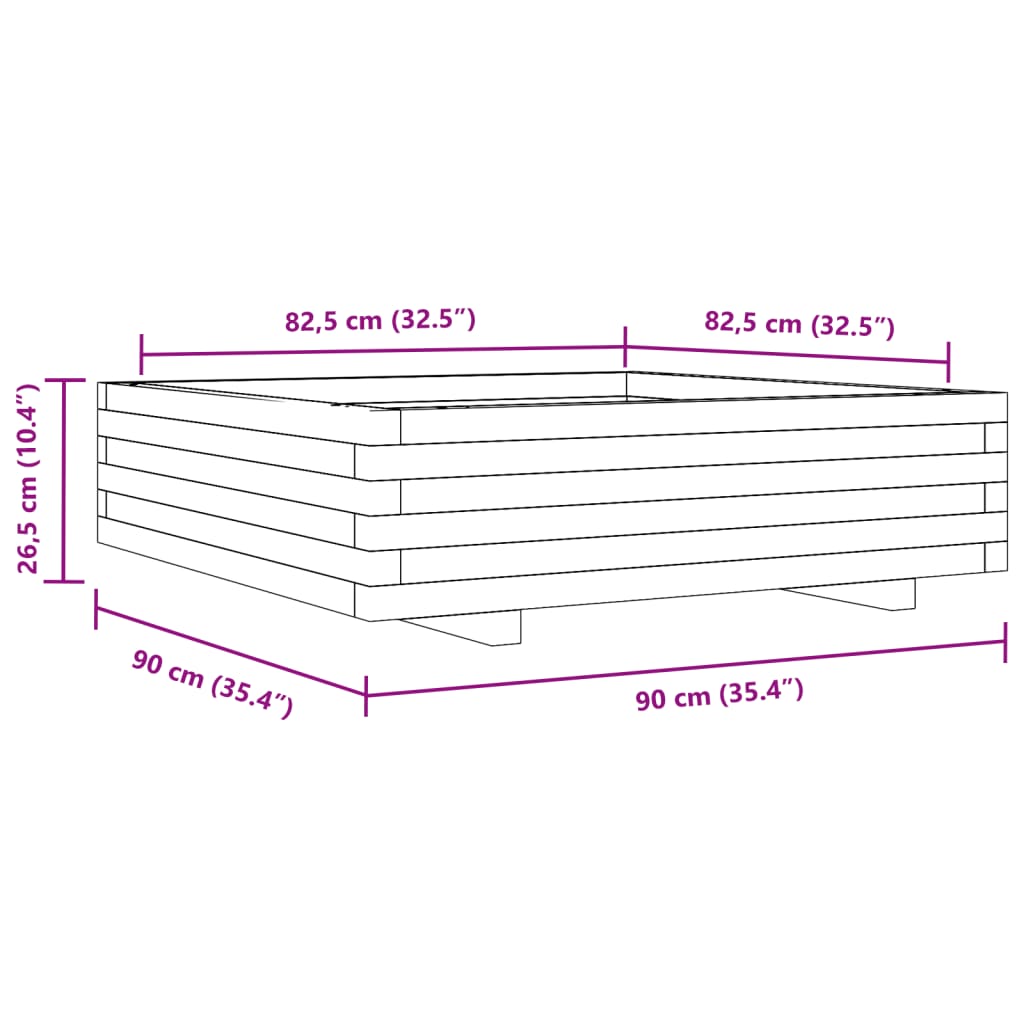 Fioriera da Giardino Bianca 90x90x26,5cm Legno Massello di Pino | homemem39