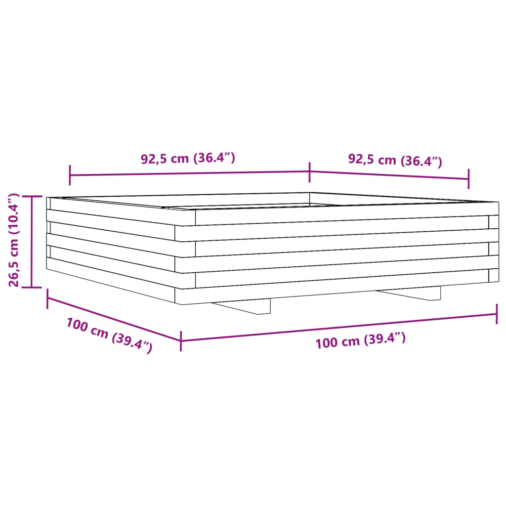 Fioriera da Giardino 100x100x26,5 cm Legno di Pino Impregnato | homemem39