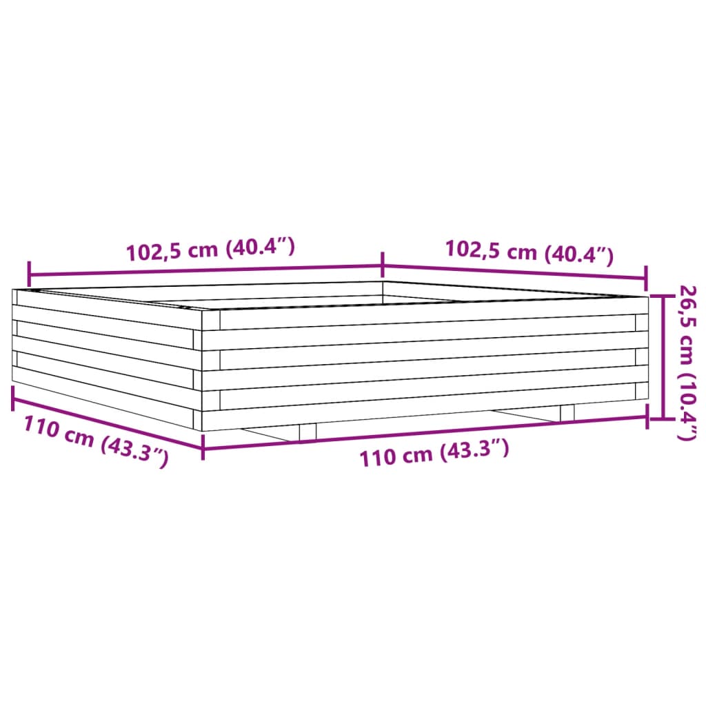 Fioriera da Giardino 110x110x26,5 cm Legno Massello di Douglas | homemem39
