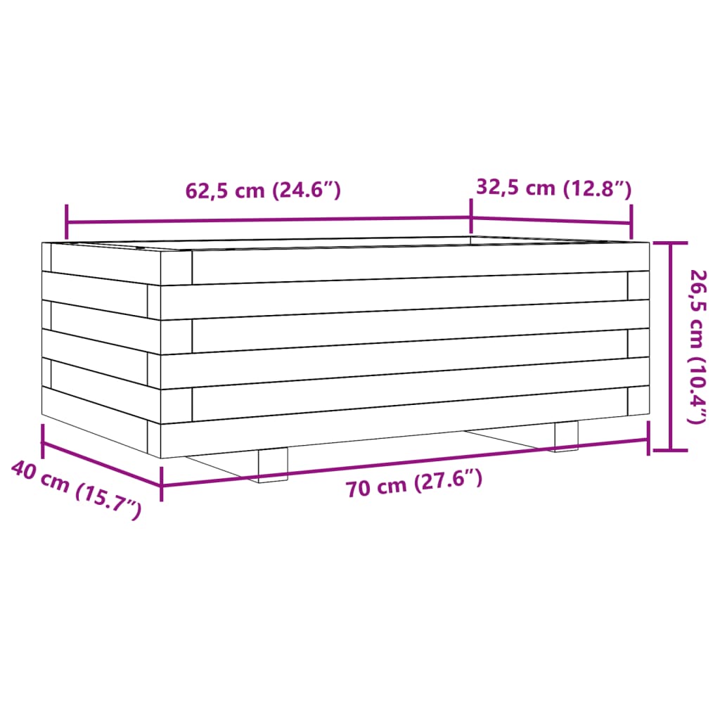 Fioriera da Giardino Bianca 70x40x26,5cm Legno Massello di Pino | homemem39