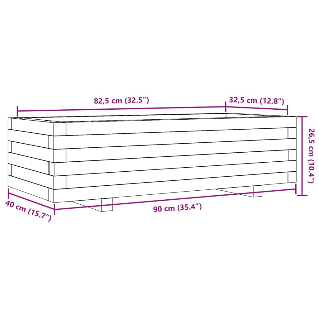Fioriera Giardino Marrone Cera 90x40x26,5cm Legno Massello Pino | homemem39