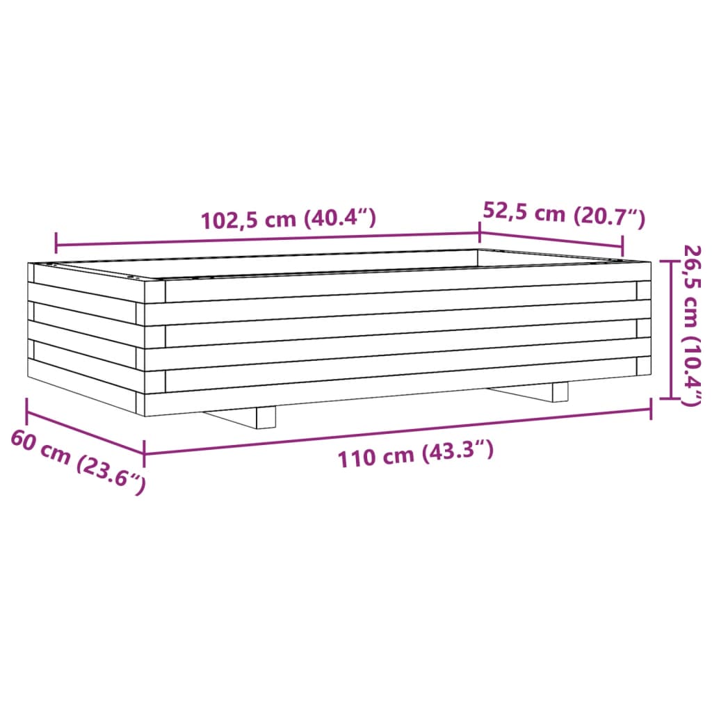 Fioriera Giardino Marrone Cera 110x60x26,5 cm Legno di Pino | homemem39