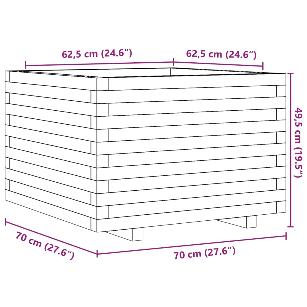 Fioriera da Giardino 70x70x49,5 cm in Legno di Pino Impregnato | homemem39