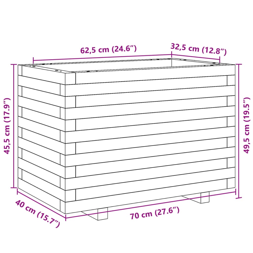 Fioriera da Giardino 70x40x49,5 cm in Legno di Pino Impregnato | homemem39