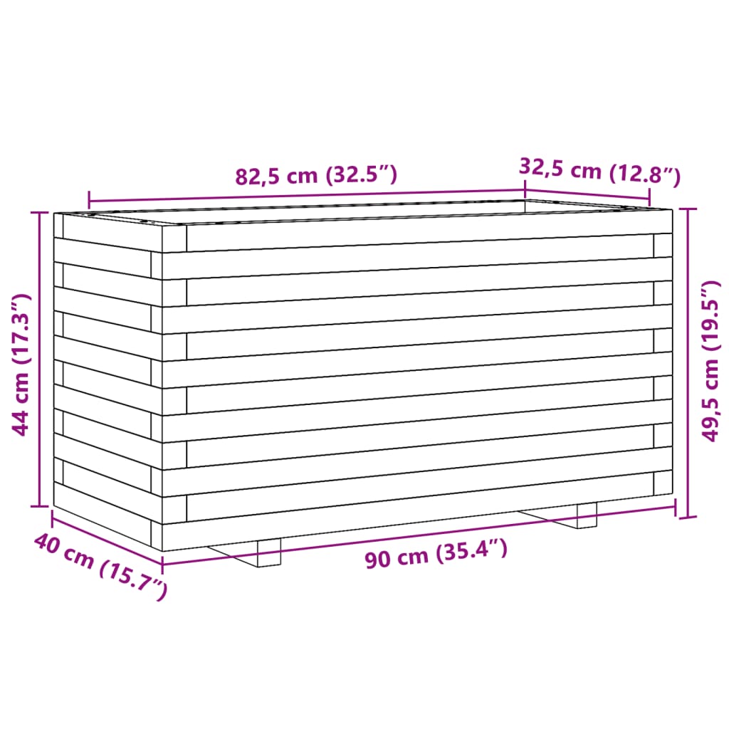 Fioriera da Giardino 90x40x49,5 cm in Legno Massello di Pino | homemem39