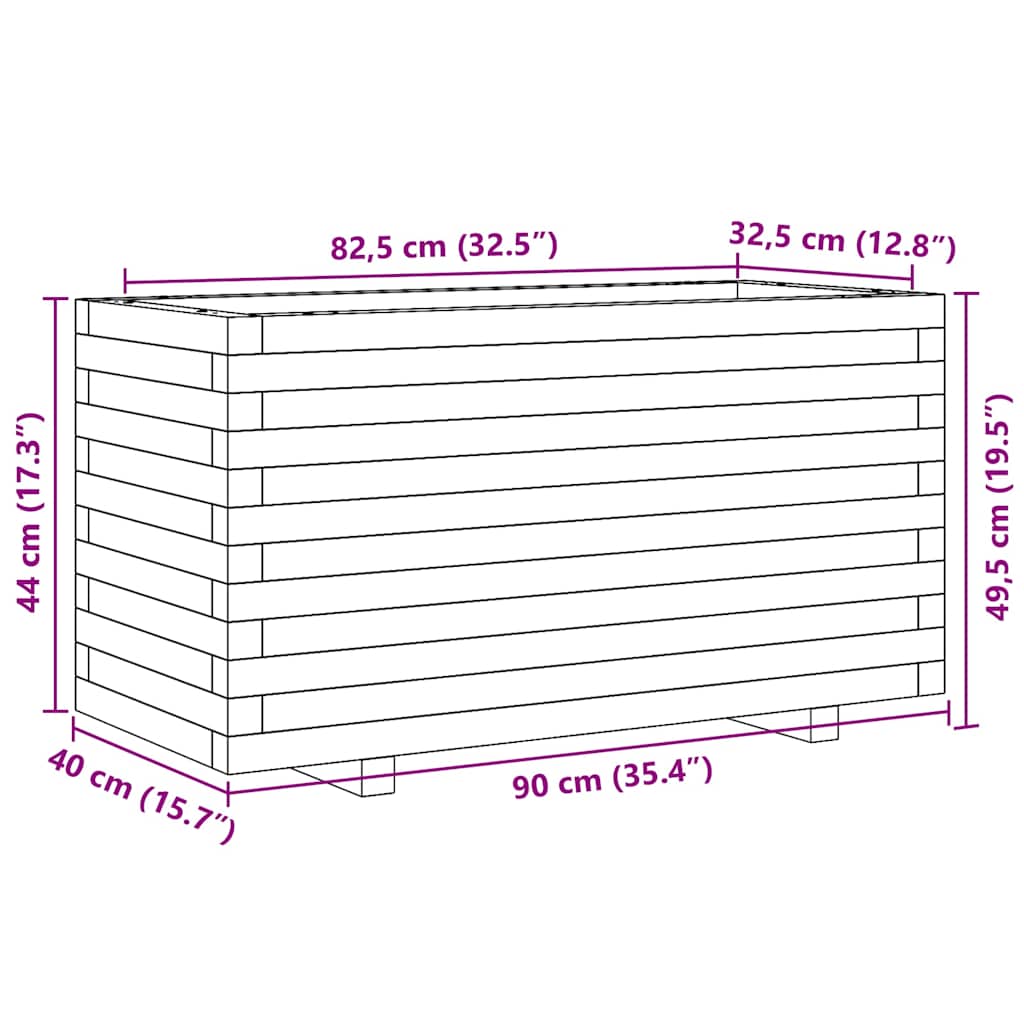 Fioriera da Giardino 90x40x49,5 cm in Legno di Pino Impregnato | homemem39