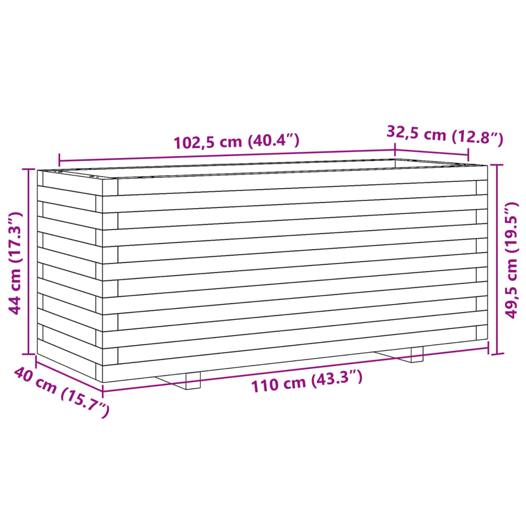 Fioriera da Giardino 110x40x49,5 cm in Legno di Pino Impregnato | homemem39