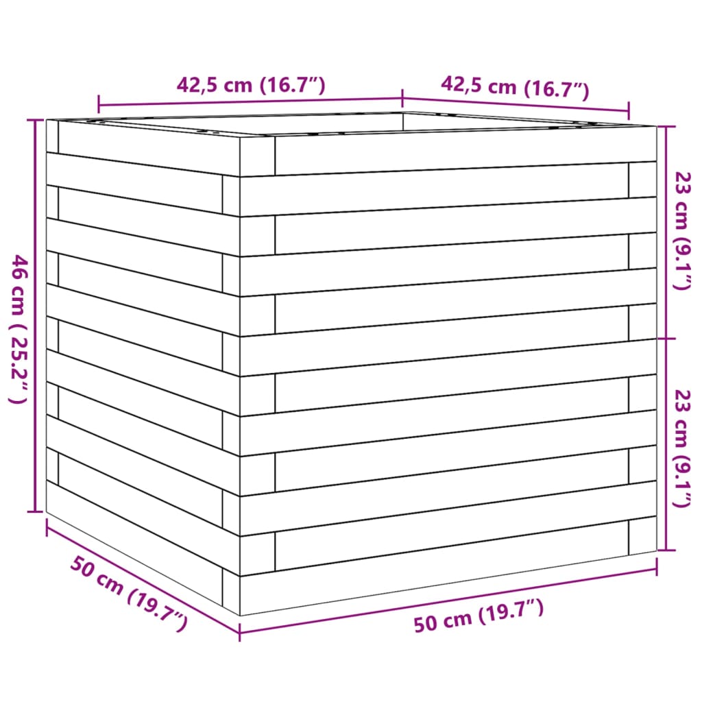 Fioriera da Giardino Bianca 50x50x46 cm Legno Massello di Pino