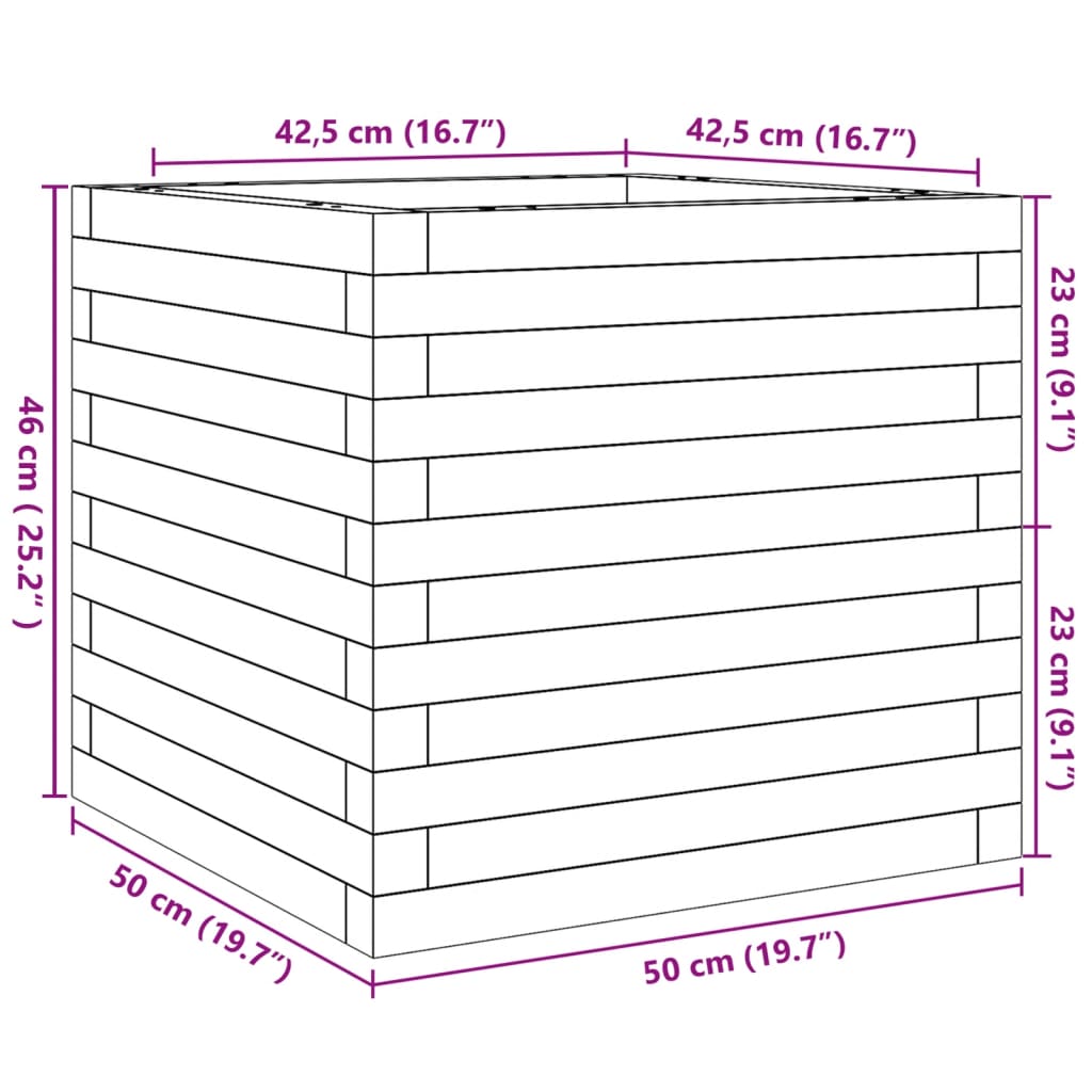 Fioriera da Giardino 50x50x46 cm in Legno Massello di Douglas | homemem39