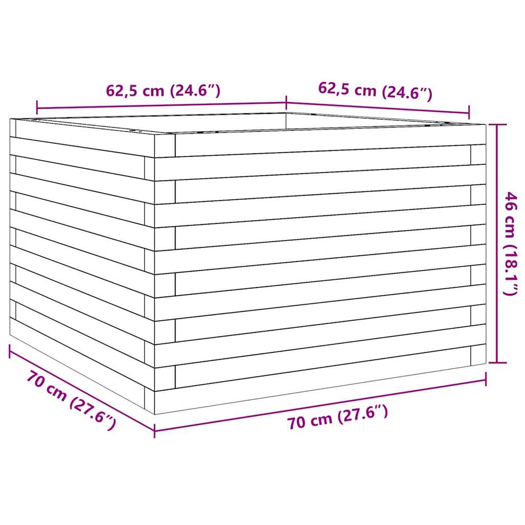 Fioriera da Giardino Bianca 70x70x46 cm Legno Massello di Pino | homemem39