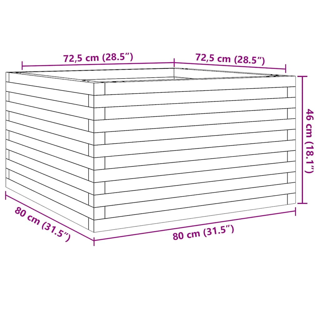 Fioriera da Giardino Bianca 80x80x46 cm Legno Massello di Pino | homemem39
